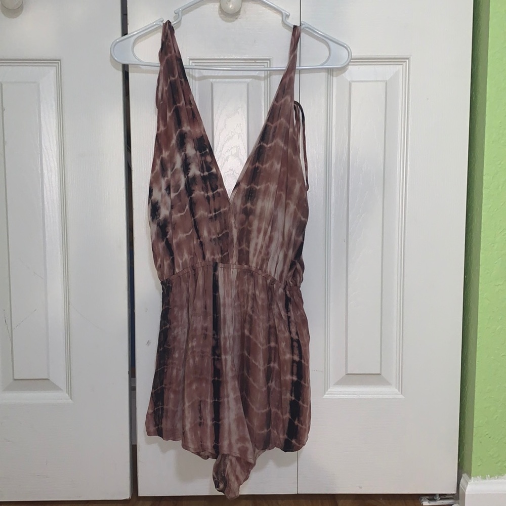 Pink Tie Dye Romper with Adjustable Straps